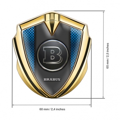 Mercedes Brabus Fender Metal Emblem Badge Gold Blue Dots Design