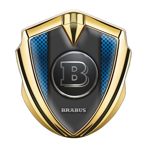 Mercedes Brabus Fender Metal Emblem Badge Gold Blue Dots Design