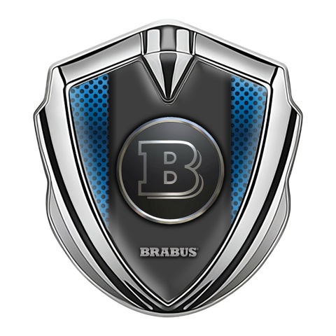 Mercedes Brabus Fender Metal Emblem Badge Silver Blue Dots Design