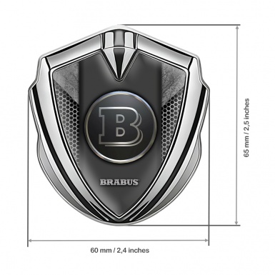 Mercedes Brabus Trunk Emblem Badge Silver Grey Hex Edition