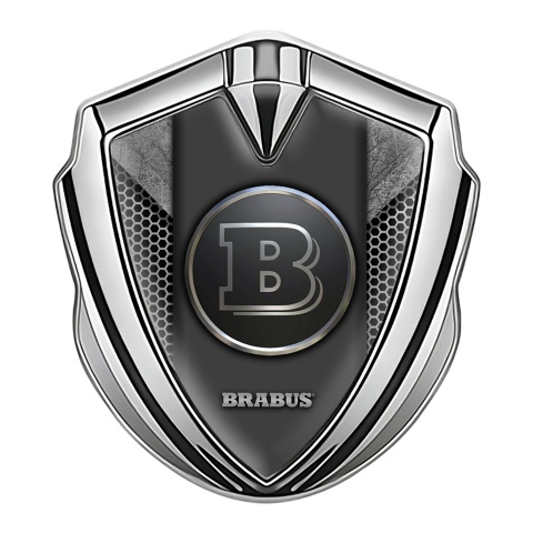 Mercedes Brabus Trunk Emblem Badge Silver Grey Hex Edition