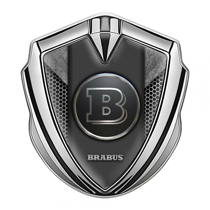 Mercedes Brabus Trunk Emblem Badge Silver Grey Hex Edition