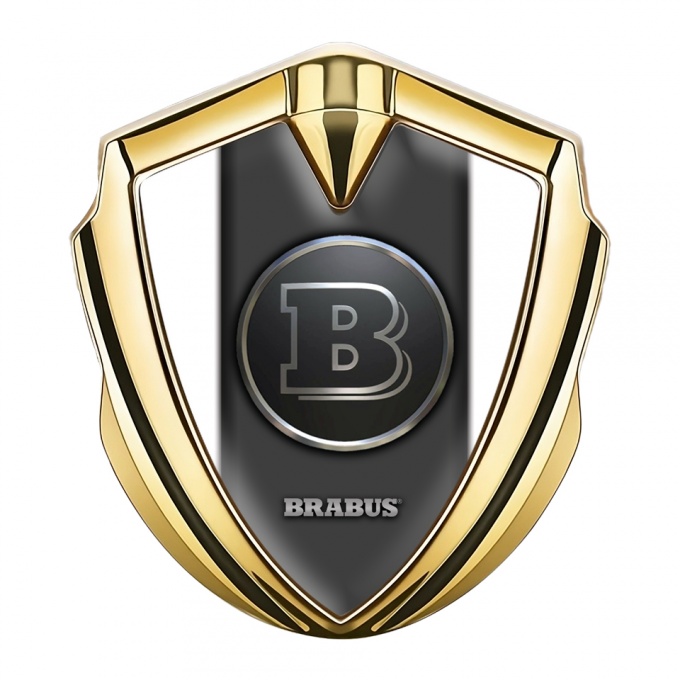 Mercedes Brabus Fender Metal Emblem Badge Gold Clean White Design