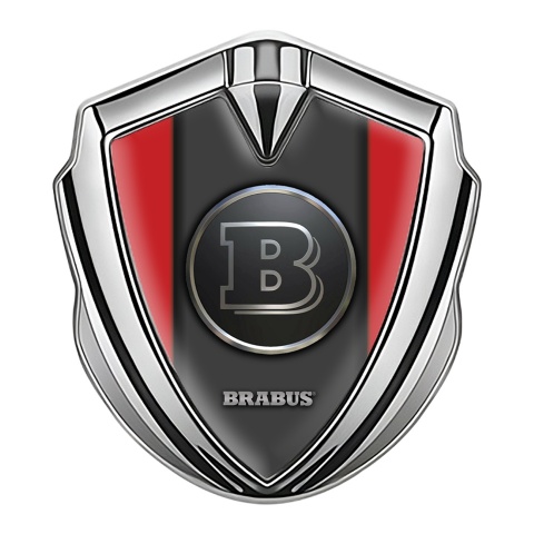 Mercedes Brabus Trunk Emblem Badge Silver Clean Red Design