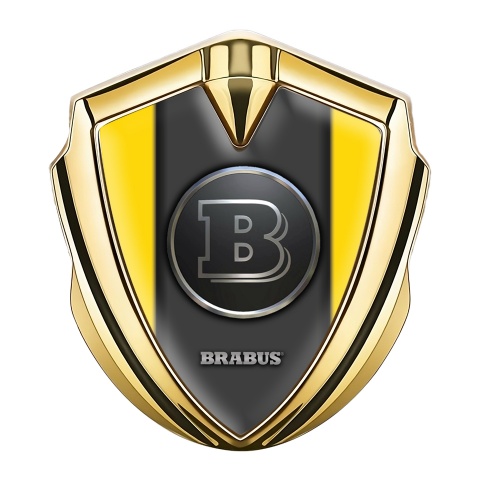 Mercedes Brabus Trunk Metal Emblem Badge Gold Clean Yellow Design