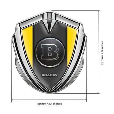 Mercedes Brabus Trunk Metal Emblem Badge Silver Clean Yellow Design