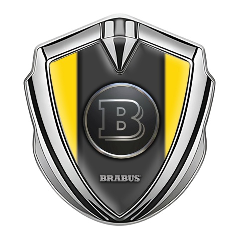 Mercedes Brabus Trunk Metal Emblem Badge Silver Clean Yellow Design