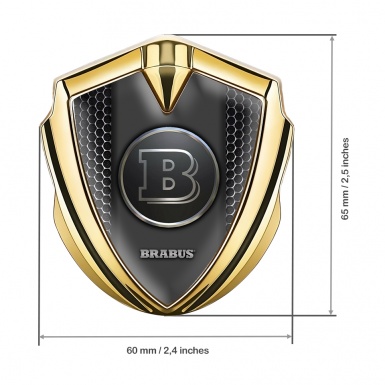Mercedes Brabus Metal Emblem Self Adhesive Gold Dark Hex Design