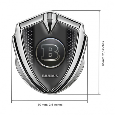 Mercedes Brabus Metal Emblem Self Adhesive Silver Dark Hex Design
