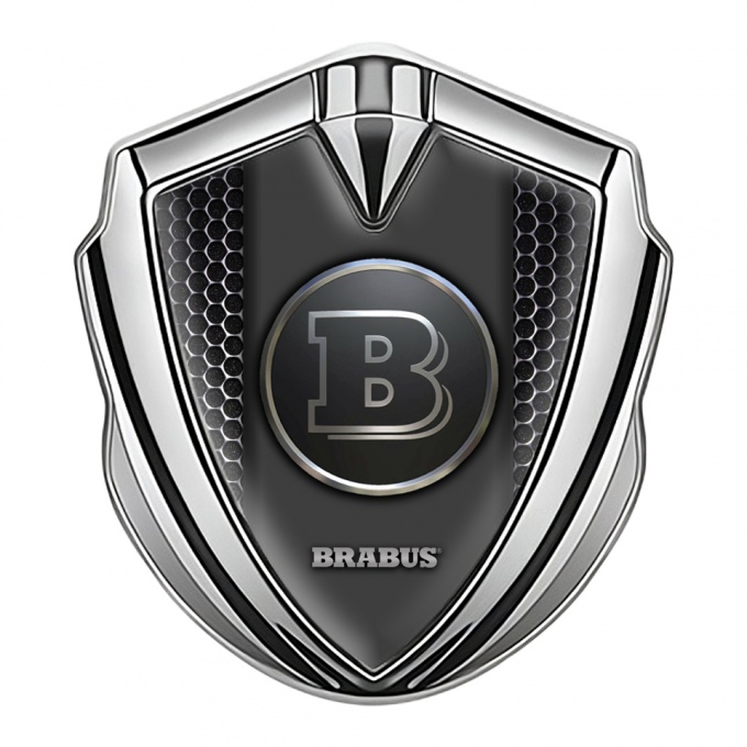 Mercedes Brabus Metal Emblem Self Adhesive Silver Dark Hex Design