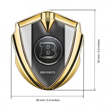 Mercedes Brabus 3D Car Metal Emblem Gold Clean Grey Design, Metal Emblems, Accessories
