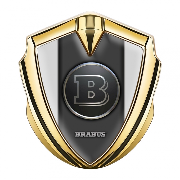 Mercedes Brabus 3D Car Metal Emblem Gold Clean Grey Design, Metal Emblems, Accessories