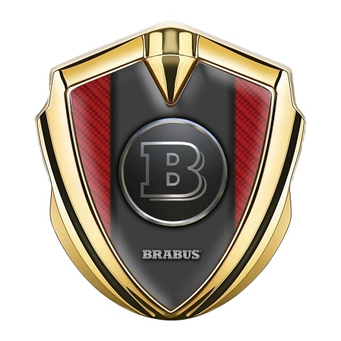 Mercedes Brabus Fender Emblem Badge Gold Red Carbon Edition