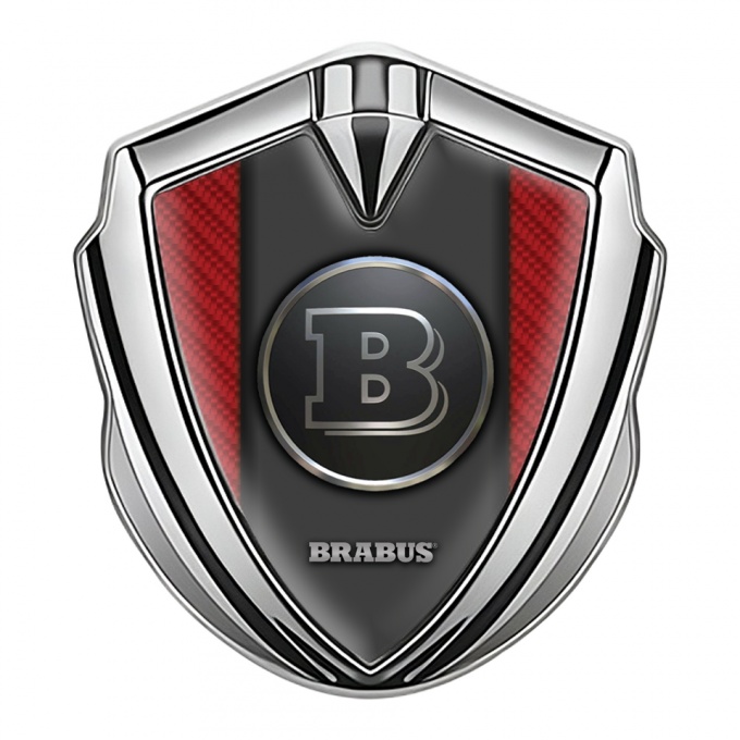 Mercedes Brabus Fender Emblem Badge Silver Red Carbon Edition