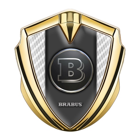 Mercedes Brabus Fender Emblem Badge Gold White Carbon Edition