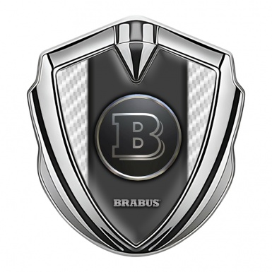 Mercedes Brabus Fender Emblem Badge Silver White Carbon Edition