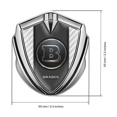 Mercedes Brabus Fender Emblem Badge Silver White Carbon Edition