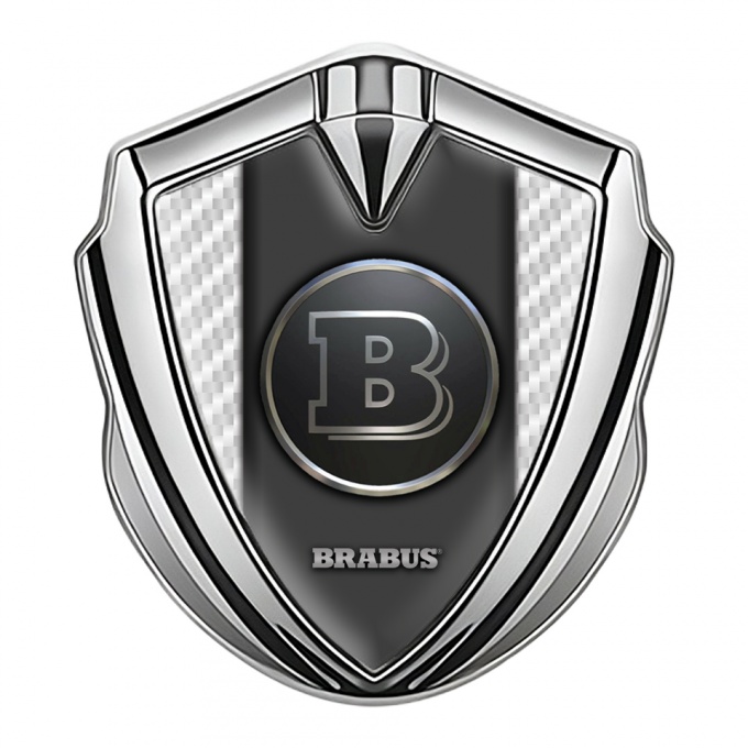 Mercedes Brabus Fender Emblem Badge Silver White Carbon Edition