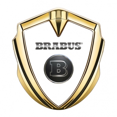 Mercedes Brabus Trunk Emblem Badge Gold Classic White Design