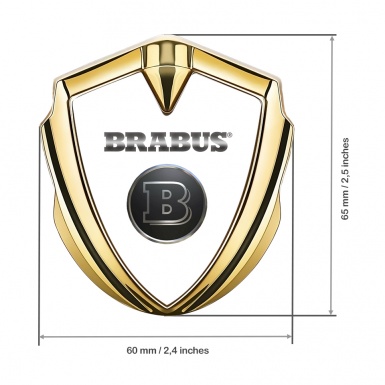 Mercedes Brabus Trunk Emblem Badge Gold Classic White Design