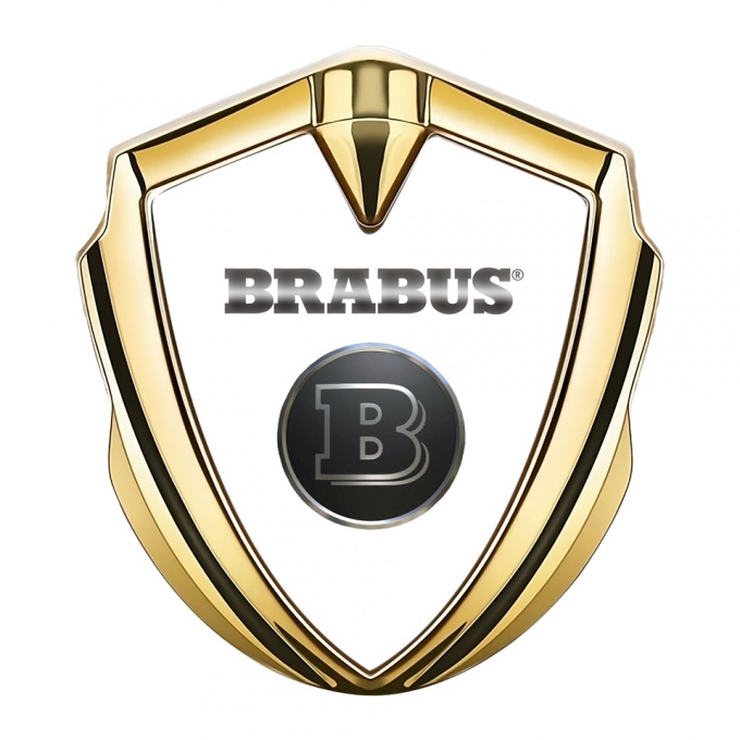 Mercedes Brabus Trunk Emblem Badge Gold Classic White Design