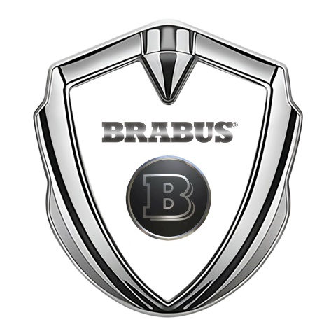 Mercedes Brabus Trunk Emblem Badge Silver Classic White Design