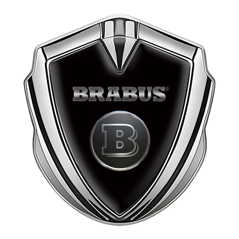 Mercedes Brabus Trunk Emblem Badge Silver Classic Black Design