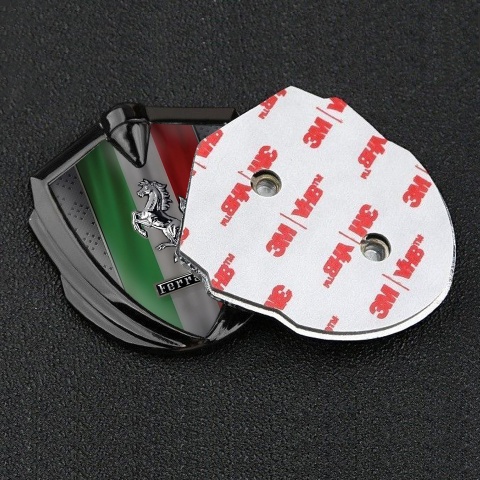 Ferrari Metal Emblem Self Adhesive Graphite Italian Flag Edition