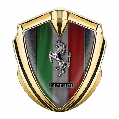 Ferrari Metal Emblem Self Adhesive Gold Italian Flag Edition