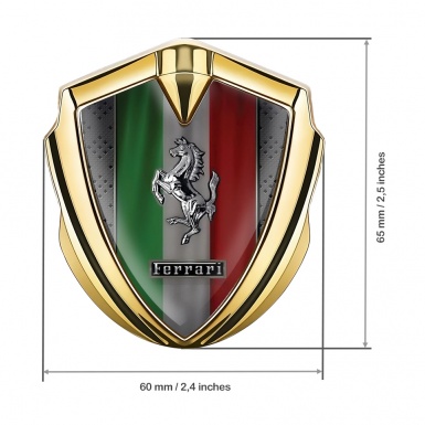 Ferrari Metal Emblem Self Adhesive Gold Italian Flag Edition