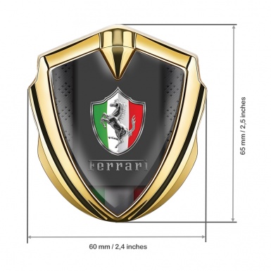 Ferrari 3D Car Metal Emblem Gold Chromed Italian Shield Design