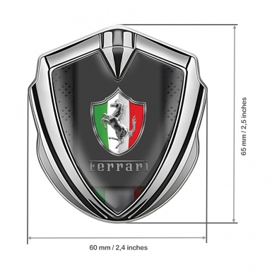 Ferrari 3D Car Metal Emblem Silver Chromed Italian Shield Design