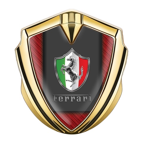 Ferrari Bodyside Emblem Gold Red Carbon Italian Design