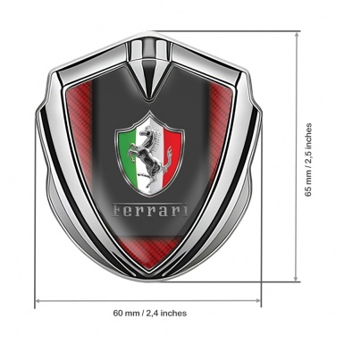 Ferrari Bodyside Emblem Silver Red Carbon Italian Design