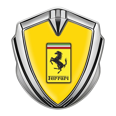 Ferrari Bodyside Badge Self Adhesive Silver Yellow Rectangle Logo