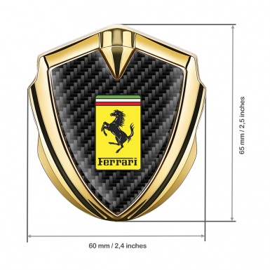 Ferrari Tuning Emblem Self Adhesive Gold Carbon Yellow Logo