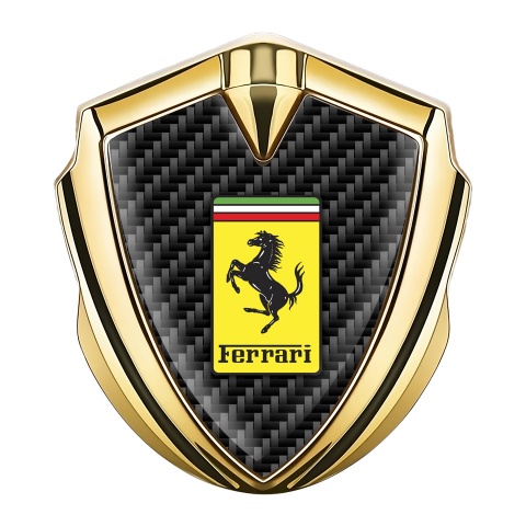 Ferrari Tuning Emblem Self Adhesive Gold Carbon Yellow Logo