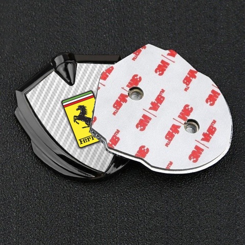 Ferrari Trunk Emblem Badge Graphite White Carbon Yellow Logo