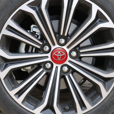 Toyota Sticker Wheel Center Hub Cap aggressive design In Red