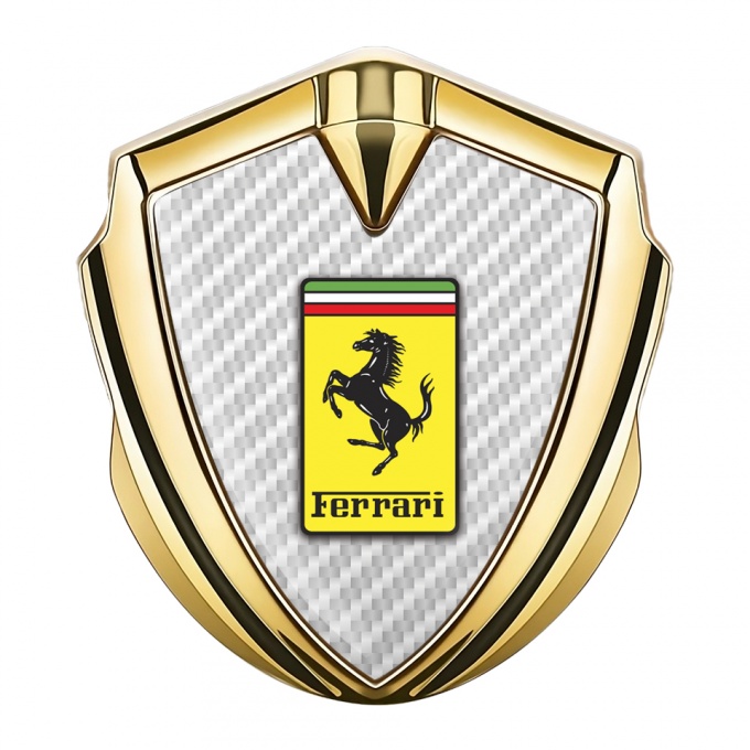 Ferrari Trunk Emblem Badge Gold White Carbon Yellow Logo