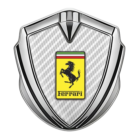 Ferrari Trunk Emblem Badge Silver White Carbon Yellow Logo