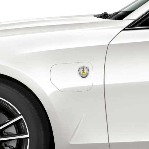 Ferrari Trunk Emblem Badge Silver White Carbon Yellow Logo