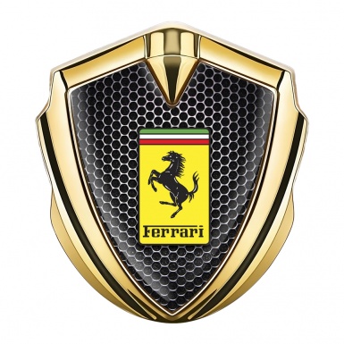 Ferrari Bodyside Badge Self Adhesive Gold Dark Hexagon Design