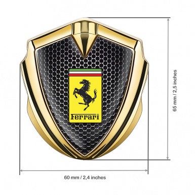 Ferrari Bodyside Badge Self Adhesive Gold Dark Hexagon Design