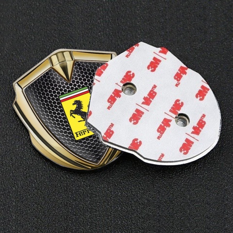 Ferrari Bodyside Badge Self Adhesive Gold Dark Hexagon Design