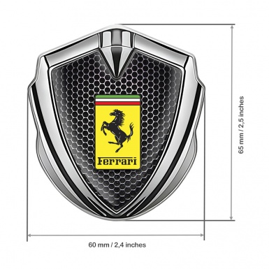 Ferrari Bodyside Badge Self Adhesive Silver Dark Hexagon Design