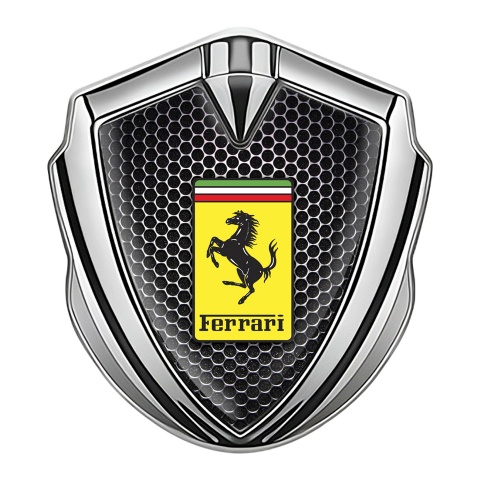 Ferrari Bodyside Badge Self Adhesive Silver Dark Hexagon Design