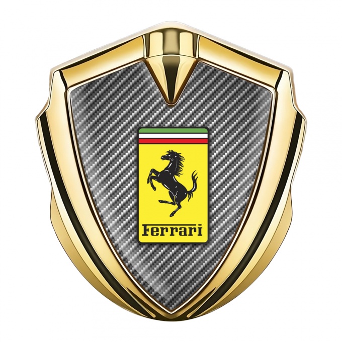 Ferrari Trunk Emblem Badge Gold Light Carbon Yellow Logo