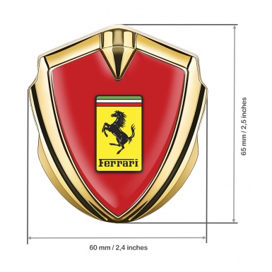 Ferrari Trunk Metal Emblem Badge Gold Red Classic Yellow Logo