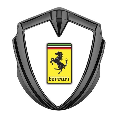 Ferrari Fender Emblem Badge Graphite White Yellow Logo Edition